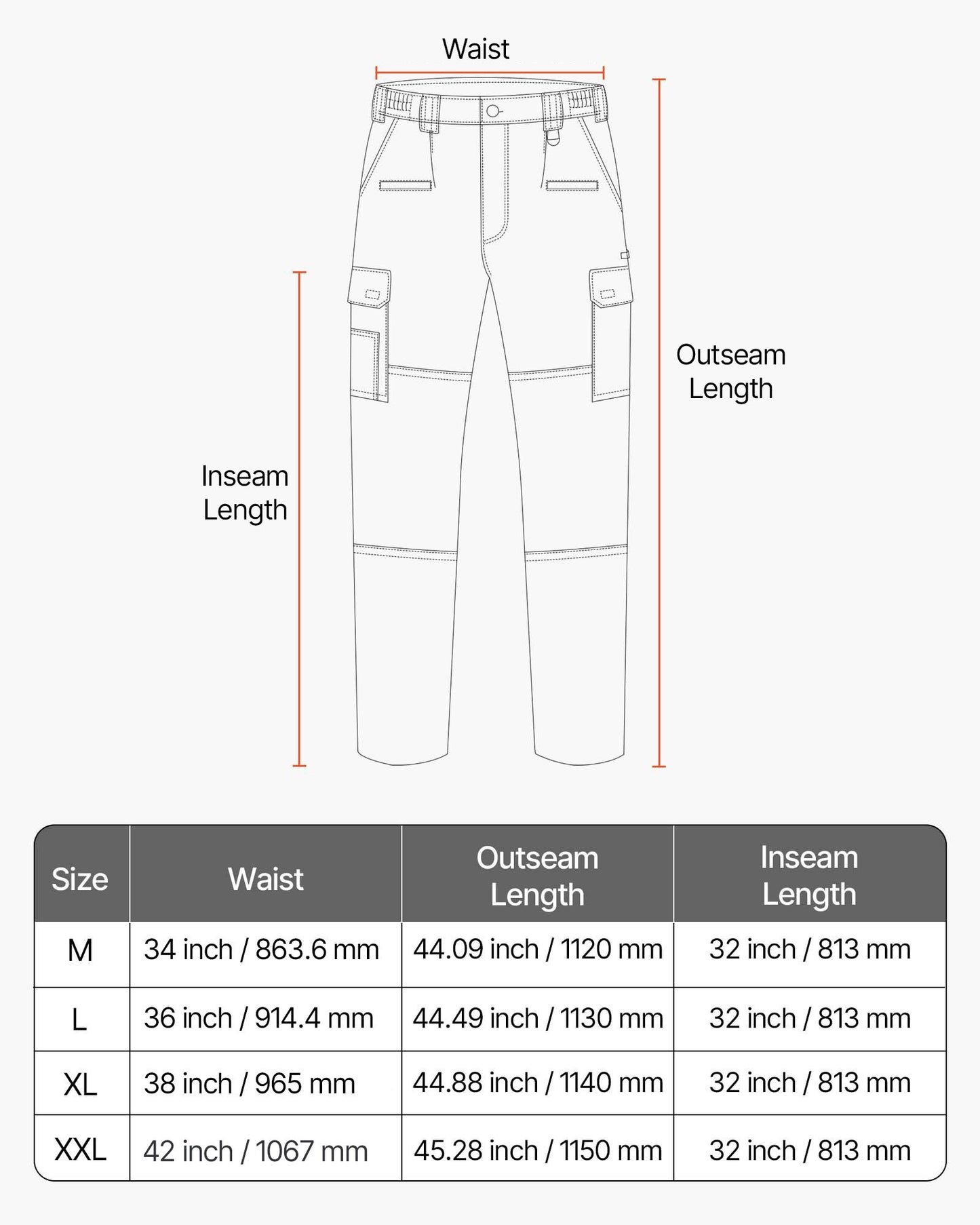 FR Pants for Men, 100% Cotton, Flame-Resistant Cargo Pants with Multi-Pockets and Elastic Waist, Reinforced Tear-proof Stitching, Ideal for Welding Work and Casual Wear, XL Size, Gray