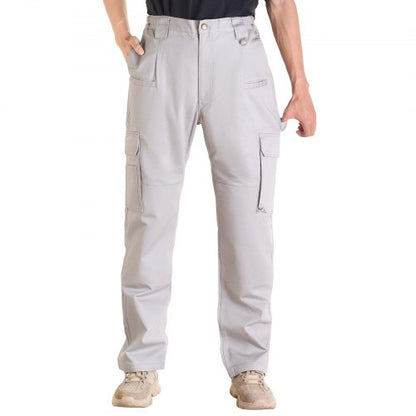 FR-Hose für Herren, 100 % Baumwolle, flammhemmende Cargohose mit mehreren Taschen und elastischem Bund, verstärkte, reißfeste Nähte, ideal für Schweißarbeiten und Freizeit, Größe XXL, Grau