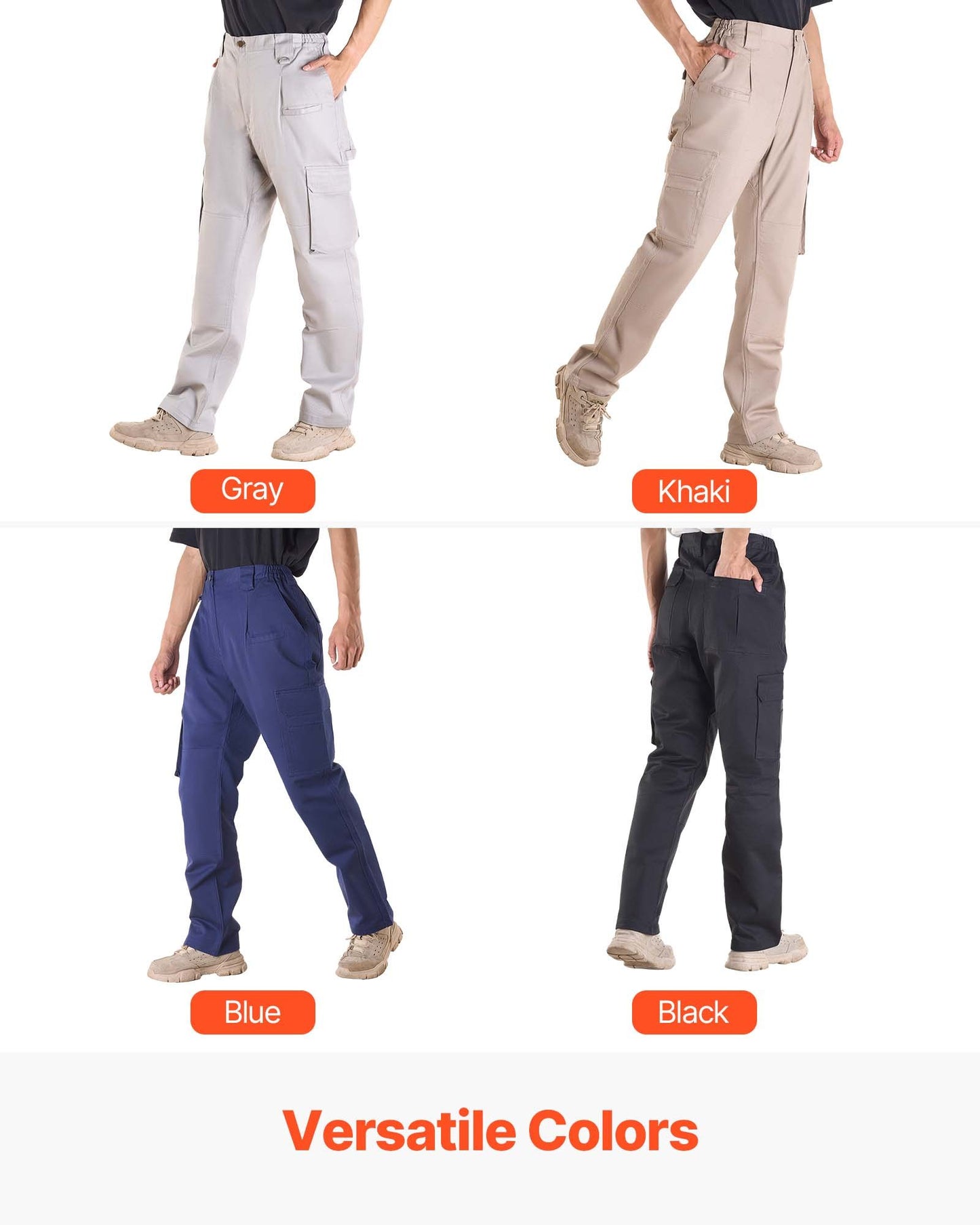 FR-Hose für Herren, 100 % Baumwolle, flammhemmende Cargohose mit mehreren Taschen und elastischem Bund, verstärkte, reißfeste Nähte, ideal für Schweißarbeiten und Freizeit, Größe XXL, Grau