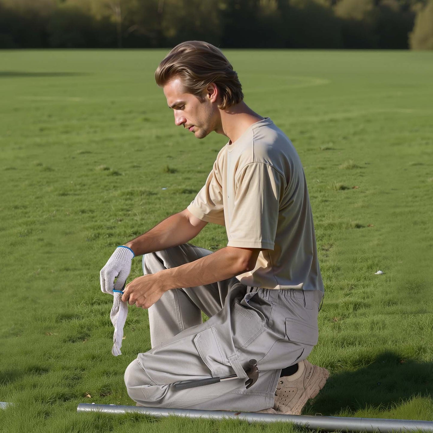 FR-Hose für Herren, 100 % Baumwolle, flammhemmende Cargohose mit mehreren Taschen und elastischem Bund, verstärkte, reißfeste Nähte, ideal für Schweißarbeiten und Freizeit, Größe XXL, Grau