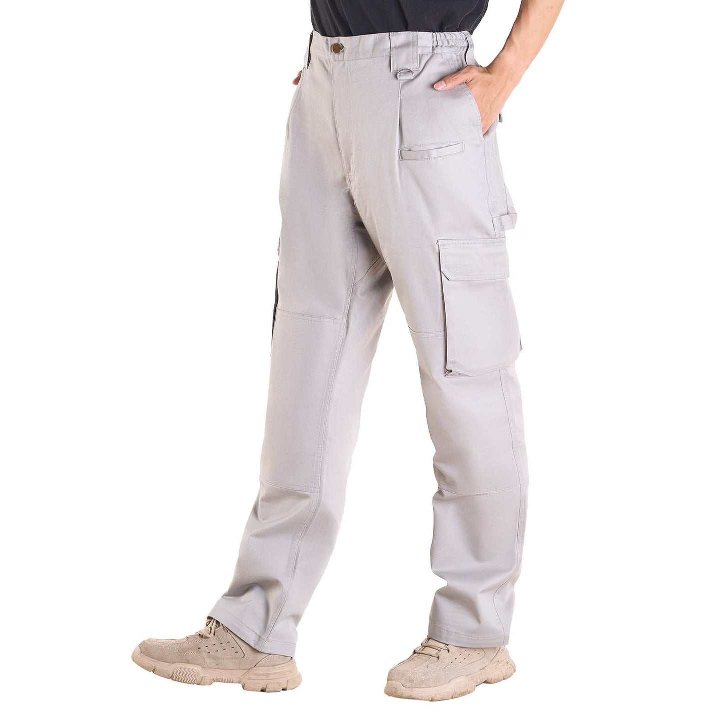 FR-Hose für Herren, 100 % Baumwolle, flammhemmende Cargohose mit mehreren Taschen und elastischem Bund, verstärkte, reißfeste Nähte, ideal für Schweißarbeiten und Freizeit, Größe XXL, Grau
