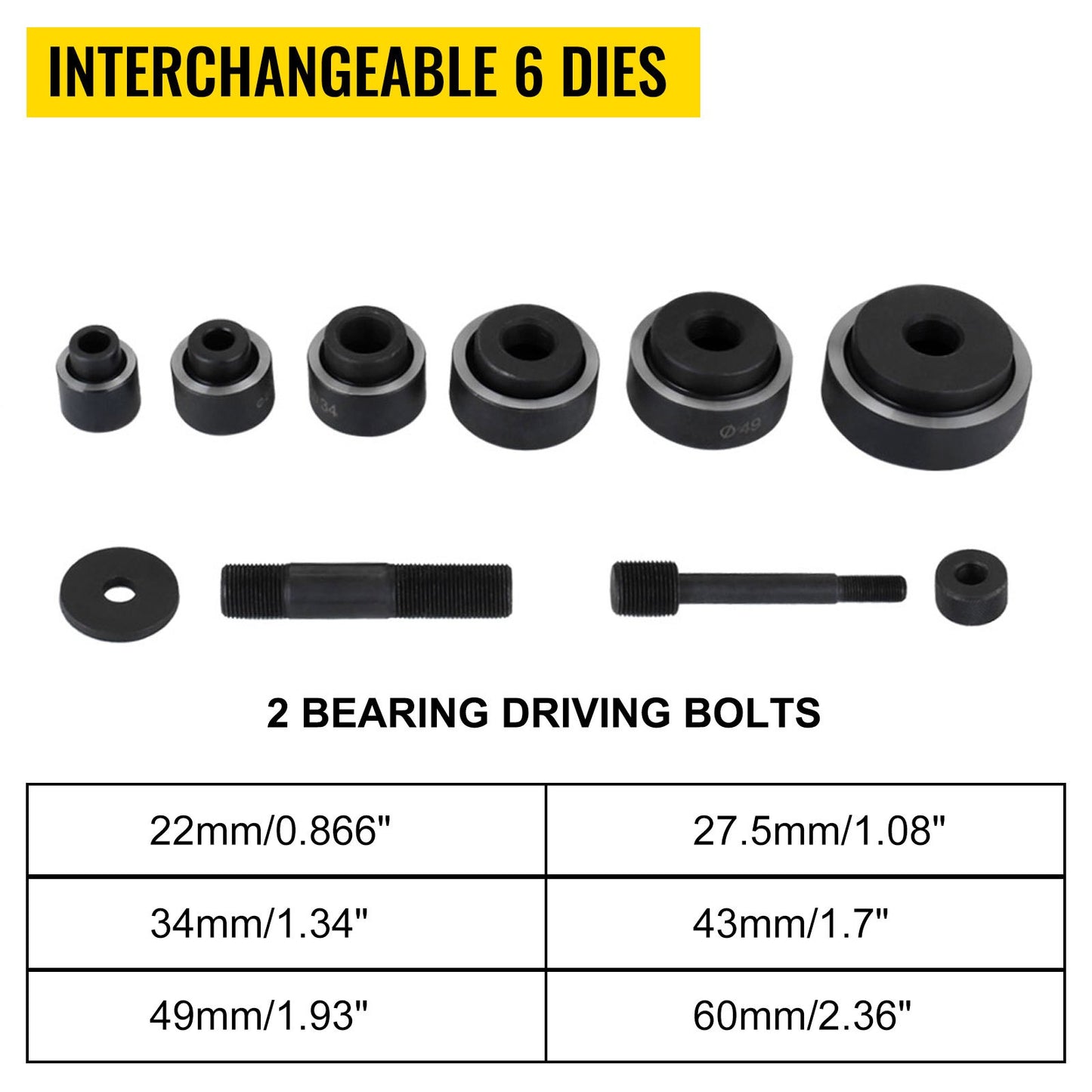 6-teiliges hydraulisches Stanzwerkzeug-Set (10 Tonnen, 1,3 cm bis 5,1 cm), inklusive Lochsägen-Set, Elektroinstallationsrohr- und Metallbohrer