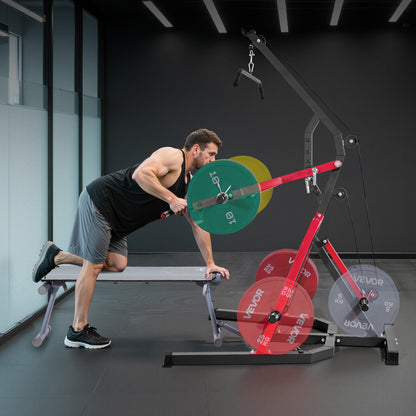 Heimfitnessgerät, Leverage Gym mit 2:1-Übersetzung LAT Low Row System, Krafttrainingsgerät für Kniebeugen, Kreuzheben, Bankdrücken und Bizepscurls, Heimfitnessgerät, verstellbare Ganzkörper-Trainingsstation