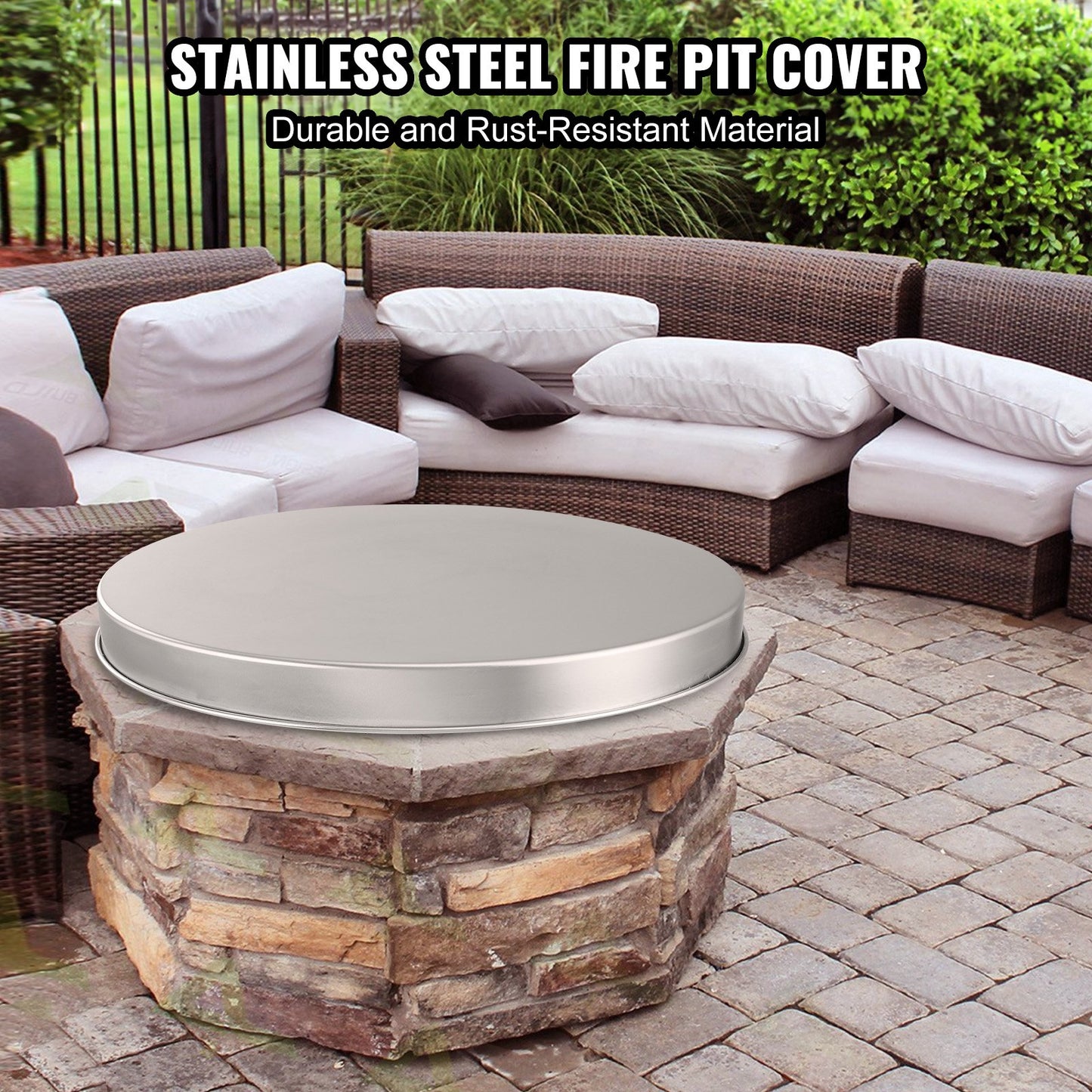 Fire Pit Cover Lid, 20" Portable Firepit Spark Screen,Stainless Steel Steel Metal Cover, Easy-Opening Outdoor Wood Burning and Camping Stove Accessory, for Outdoor Patio Fire Pits Backyard