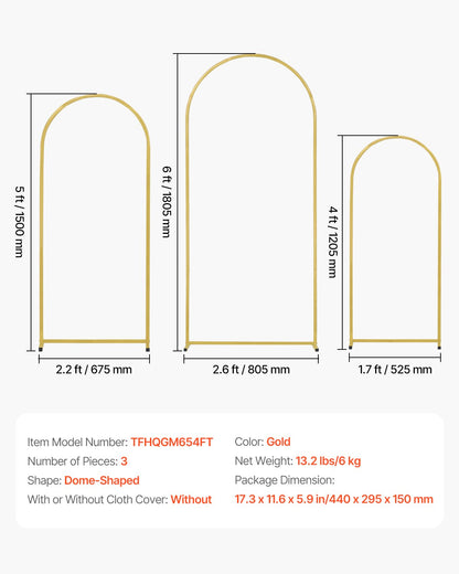Hochzeitsbogen-Hintergrundständer, 3er-Set, stabiler Metallständer mit Kofferverbindung und Querverstrebung, einfach aufzubauender goldener Ständer aus hochwertigem Metall, ideal für Geburtstage, Feiern und Feiertage