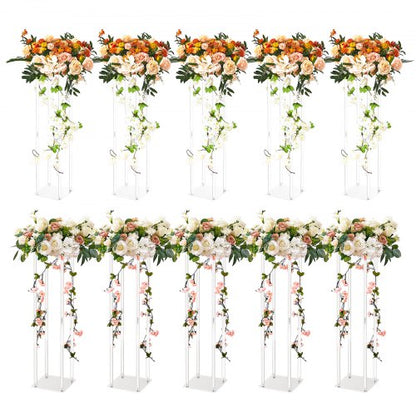10 Stück 60 cm hohe Blumenständer für Hochzeiten, mit Acryllaminat, Acrylvasen-Säulen-Geometrie-Mittelstückständer, Blumenpräsentationsständer für T-Bühnen-Veranstaltungen, Empfänge, Partydekoration, Zuhause