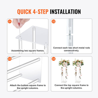 10 Stück 60 cm hohe Blumenständer für Hochzeiten, mit Acryllaminat, Acrylvasen-Säulen-Geometrie-Mittelstückständer, Blumenpräsentationsständer für T-Bühnen-Veranstaltungen, Empfänge, Partydekoration, Zuhause