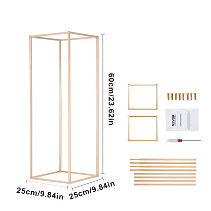 2 Stück 80 cm hohe Blumenständer für Hochzeiten, geometrische Tischdekorationen aus Metall in Vasenform, rechteckige Blumenständer in Gold für Bühnen, Empfänge, Partydekorationen und Zuhause