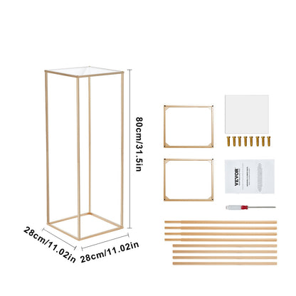 10 Stück 80 cm hohe Blumenständer für Hochzeiten, mit Acryllaminat, geometrischen Metallvasensäulen, goldene rechteckige Blumenständer für Empfänge und Partydekoration
