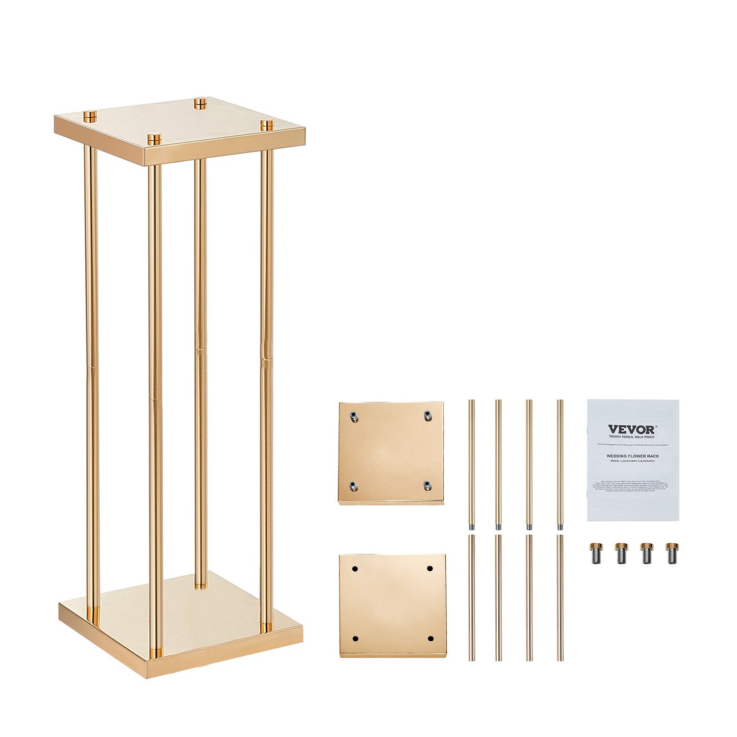 4-teiliges Set goldener Metallsäulen-Blumenständer für Hochzeiten, 80 cm hoch, mit Metalllaminat, geometrische Vasenständer für Tischdekorationen, zylindrische Blumenständer für Veranstaltungen, Empfänge und Partys