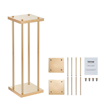 4-teiliges Set goldener Metallsäulen-Blumenständer für Hochzeiten, 80 cm hoch, mit Metalllaminat, geometrische Vasenständer für Tischdekorationen, zylindrische Blumenständer für Veranstaltungen, Empfänge und Partys