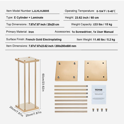 4-teiliges Set goldener Metallsäulen-Blumenständer für Hochzeiten, 60 cm hoch, mit Metalllaminat, geometrische Vasenständer für Tischdekorationen, zylindrische Blumenständer für Veranstaltungen, Empfänge und Partys