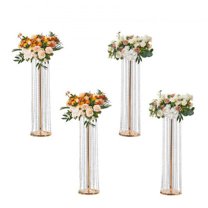 4-teiliges Set aus 90 cm hohen Kristall-Blumenständern für Hochzeiten, luxuriöse Tischdekorationen, Blumenvasen aus Kristall und Metall, perfekt für Bühnen, Hochzeitsfeiern, Zeremonien, Dinner-Events, Hotels und Heimdekoration.