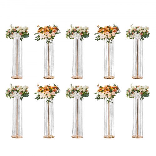 10 Stück 90 cm hohe Kristall-Blumenständer für Hochzeiten, luxuriöse Tischdekorationen, Blumenvasen aus Kristall und Metall, perfekt für Bühne, Hochzeitsfeier, Zeremonie, Dinner, Event, Hotel und Heimdekoration