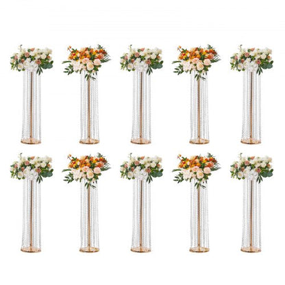 10 Stück 90 cm hohe Kristall-Blumenständer für Hochzeiten, luxuriöse Tischdekorationen, Blumenvasen aus Kristall und Metall, perfekt für Bühne, Hochzeitsfeier, Zeremonie, Dinner, Event, Hotel und Heimdekoration