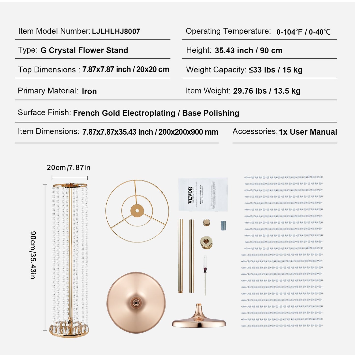 10 Stück 90 cm hohe Kristall-Blumenständer für Hochzeiten, luxuriöse Tischdekorationen, Blumenvasen aus Kristall und Metall, perfekt für Bühne, Hochzeitsfeier, Zeremonie, Dinner, Event, Hotel und Heimdekoration