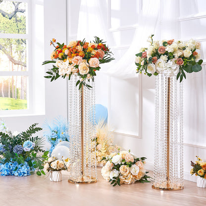 10 Stück 90 cm hohe Kristall-Blumenständer für Hochzeiten, luxuriöse Tischdekorationen, Blumenvasen aus Kristall und Metall, perfekt für Bühne, Hochzeitsfeier, Zeremonie, Dinner, Event, Hotel und Heimdekoration