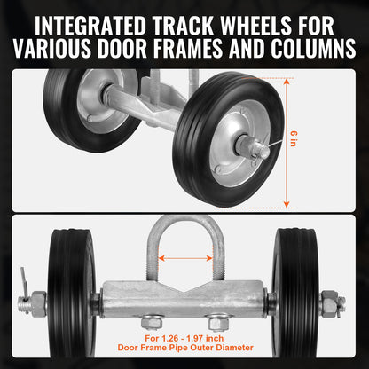 Sliding Gate Kit, 6” Rolling Gate Hardware Kit, Universal Sliding Gate Rollers Track Wheels, Heavy Duty Sliding Gate Guide Roller for Sliding Gates and Rolling Door,600 lbs Max. Load,Black