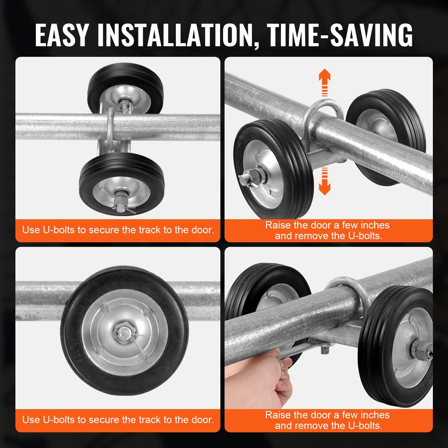 Sliding Gate Kit, 6” Rolling Gate Hardware Kit, Universal Sliding Gate Rollers Track Wheels, Heavy Duty Sliding Gate Guide Roller for Sliding Gates and Rolling Door,600 lbs Max. Load,Black