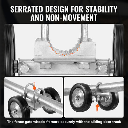 Sliding Gate Kit, 6” Rolling Gate Hardware Kit, Universal Adjustable Sliding Gate Rollers Track Wheels, Heavy Duty Sliding Gate Guide Roller for Sliding Gates and Rolling Door,600lbs Load,Black