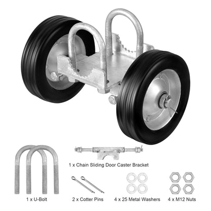 Sliding Gate Kit, 6” Rolling Gate Hardware Kit, Universal Adjustable Sliding Gate Rollers Track Wheels, Heavy Duty Sliding Gate Guide Roller for Sliding Gates and Rolling Door,600lbs Load,Black