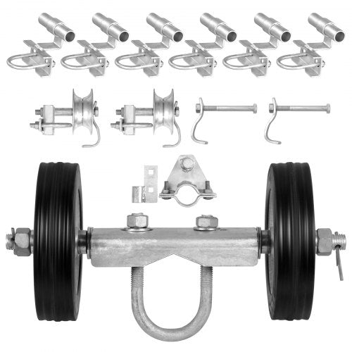 Sliding Gate Kit, 6” Rolling Gate Hardware Kit C-type, Wheel Carrier with Two 6" Wheels Support, Heavy Duty Sliding Gate Rollers for Connect Tracks Door Frames,Sliding Gate Guide Roller,600 lbs