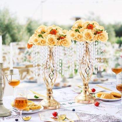 20 Stück 43 cm hohe Kristall-Blumenständer für Hochzeiten, Metallvasen für Tischdekorationen, goldene Blumenhalter und Blumenständer für Hochzeitsdinner, Feiern, Zeremonien und Geburtstagsveranstaltungen