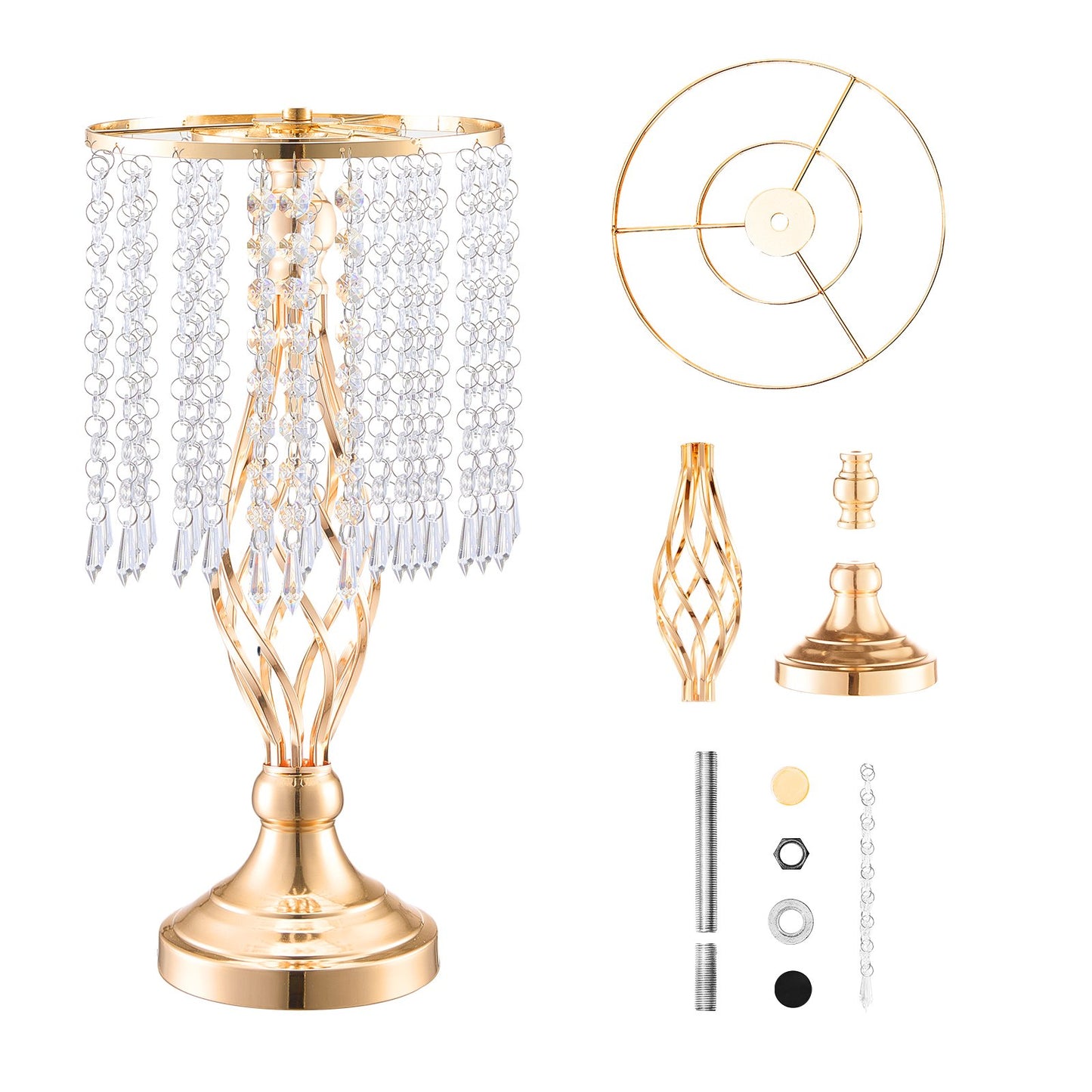 20 Stück 43 cm hohe Kristall-Blumenständer für Hochzeiten, Metallvasen für Tischdekorationen, goldene Blumenhalter und Blumenständer für Hochzeitsdinner, Feiern, Zeremonien und Geburtstagsveranstaltungen