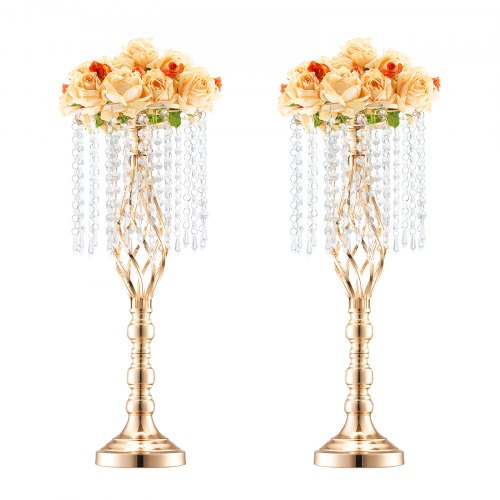 2 Stück 55 cm hohe Kristall-Blumenständer für Hochzeiten, Metallvase für Tischdekorationen, goldene Blumenhalter, Blumenständer für Tische bei Hochzeiten, Dinnerpartys, Zeremonien, Geburtstagsfeiern und anderen Veranstaltungen