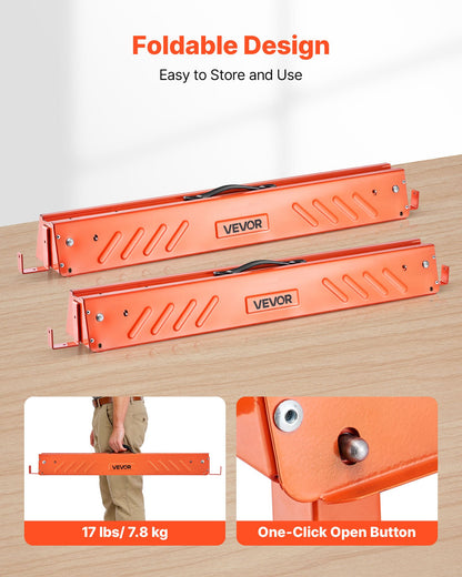 Sägeböcke, 2er-Pack klappbare Arbeitsböcke, Tragfähigkeit 299,4 kg, robuste Beine, tragbarer Ganzmetall-Sägebock mit rutschfesten Fußpolstern, für Holzbearbeitung, Zimmerleute und Bauunternehmer