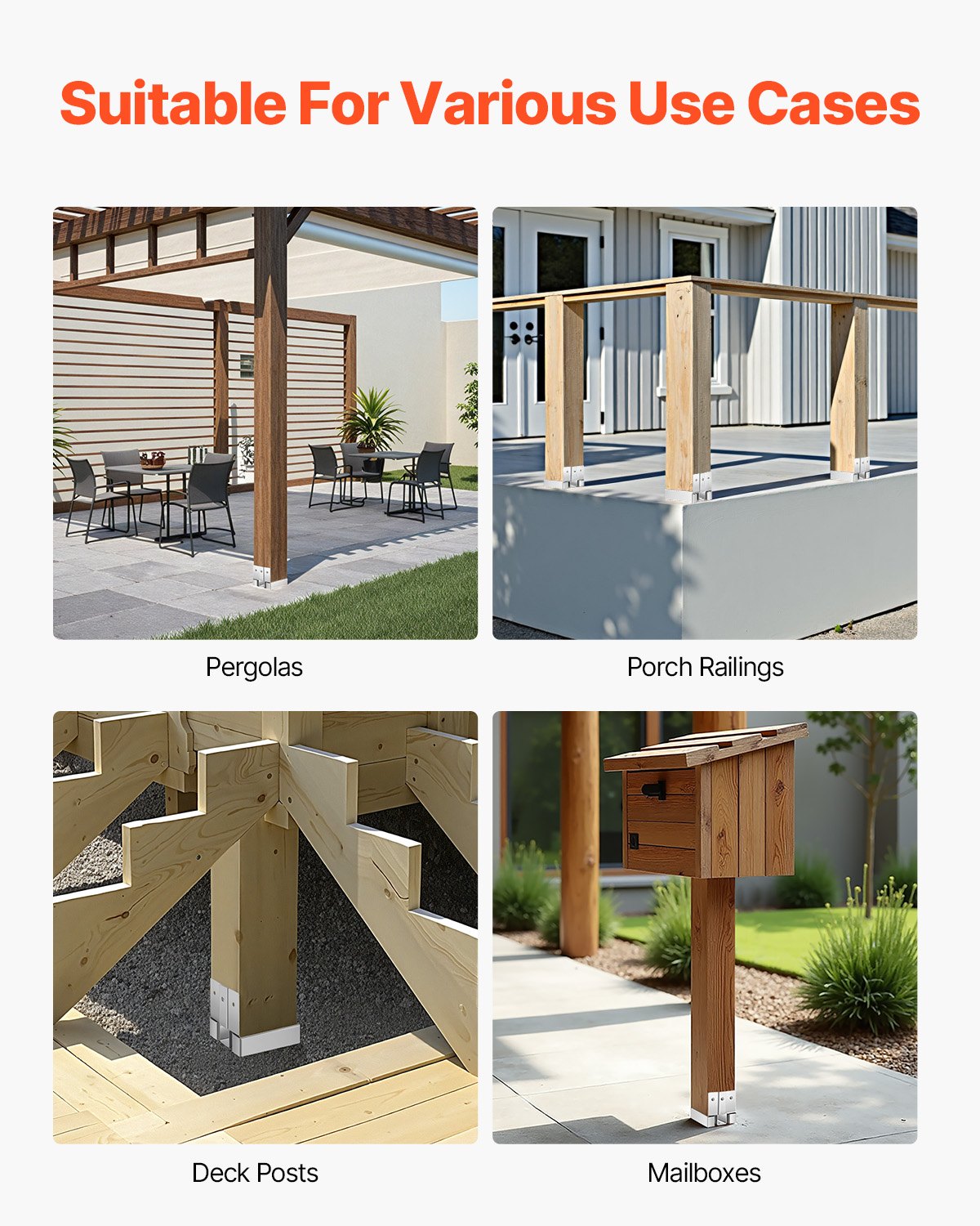 4x4 Post Base 10 Pcs, Inner Size 3.53x3.56inch/89.6x90.5mm Concrete Post Anchor, Heavy-Duty Zinc-Plated Carbon Steel Posts Brackets with 1 Inch Standoff Elevation, for Concrete Pergolas Patios