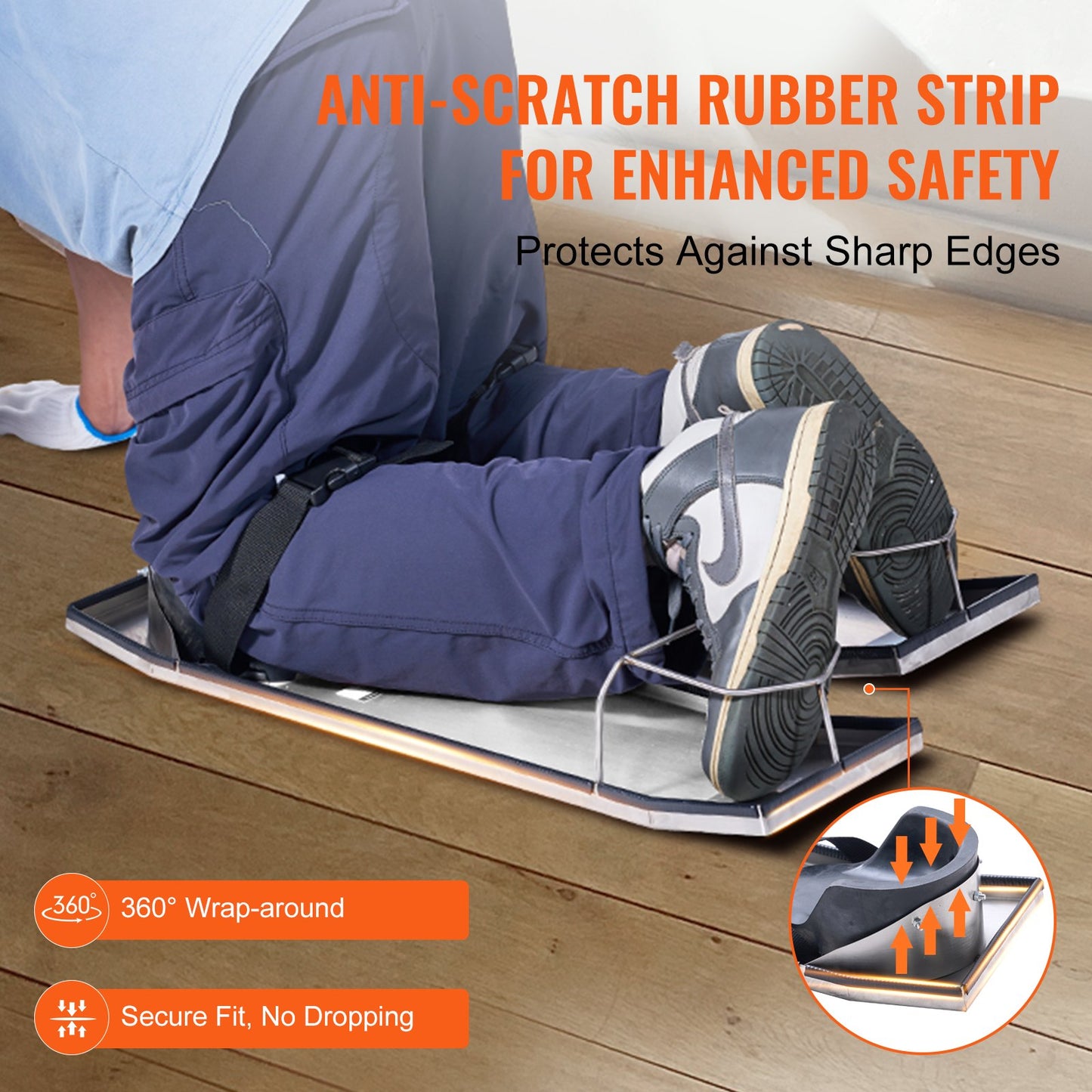 Concrete Knee Boards Stainless Steel, 28'' x 8'' Concrete Sliders, Knee Boards For Concrete, Concrete Knee Pads Moving Sliders, with Knee Pads & Board Straps for Cement and Concrete Finishing