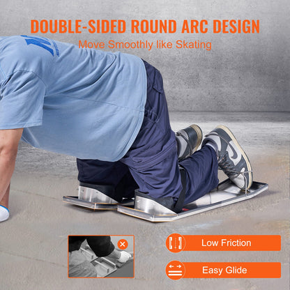 Concrete Knee Boards Stainless Steel, 28'' x 8'' Concrete Sliders, 2 Pairs Concrete Knee Pads Moving Sliders, with Knee Pads & Board Straps for Cement and Concrete Finishing