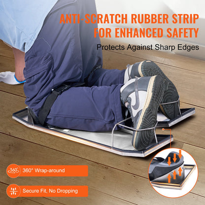 Concrete Knee Boards Stainless Steel, 30'' x 8'' Concrete Sliders, Knee Boards For Concrete, Concrete Knee Pads Moving Sliders, with Knee Pads & Board Straps for Cement and Concrete Finishing