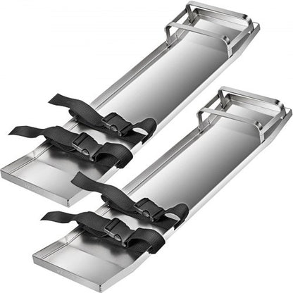 Concrete Knee Boards 30'' x 8'' Slider Knee Boards, Kneeler Board Stainless Steel Kneeboards, Concrete Sliders Pair Moving Sliders, with Concrete Board Straps for Cement and Concrete Finishi