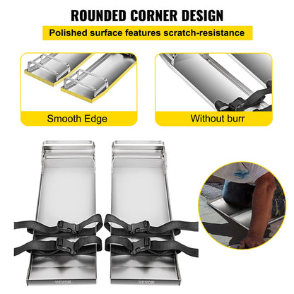Concrete Knee Boards 30'' x 8'' Slider Knee Boards, Kneeler Board Stainless Steel Kneeboards, Concrete Sliders Pair Moving Sliders, with Concrete Board Straps for Cement and Concrete Finishi