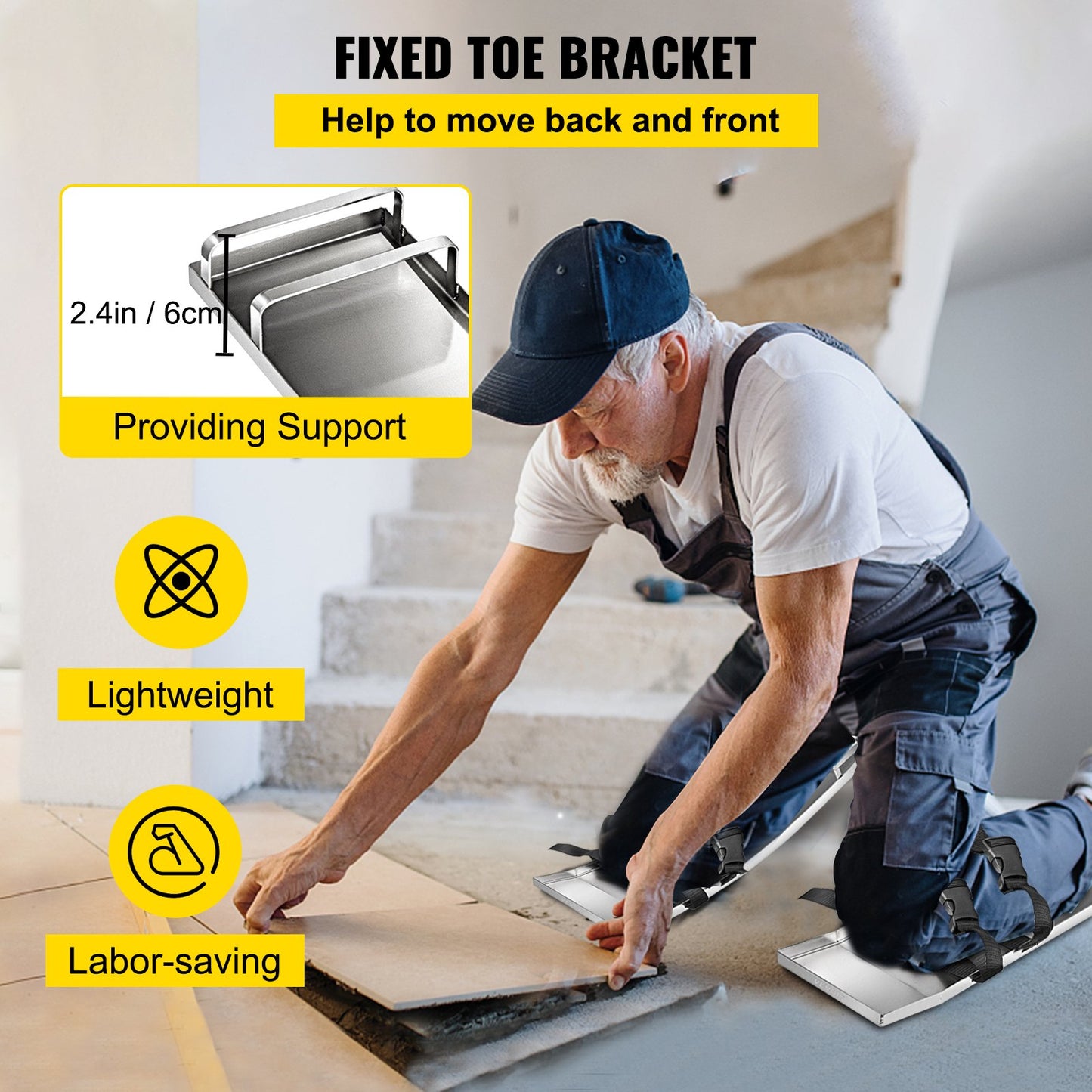 Concrete Knee Boards 30'' x 8'' Slider Knee Boards, Kneeler Board Stainless Steel Kneeboards, Concrete Sliders Pair Moving Sliders, with Concrete Board Straps for Cement and Concrete Finishi