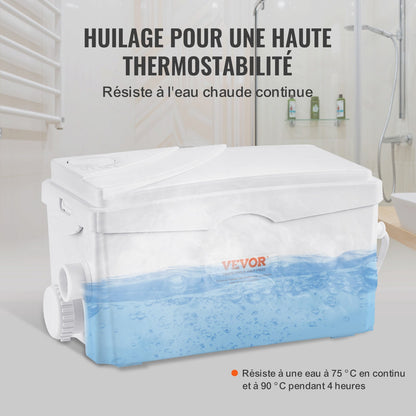 Fäkalienhebeanlage, 350 W, 6000 l/h Fördermenge, 7 m Förderhöhe, Fäkalienhebeanlage mit 3 Wasserzuläufen für Keller, Küche, Spüle, Dusche, Badewanne, Waschmaschine/Trockner