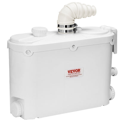 Fäkalienhebeanlage, 500 W, 110 l/min (29 GPM) Fördermenge, 8 m Förderhöhe, Fäkalienhebeanlage mit 4 Wasserzuläufen, Abwasserentsorgungs-Spülmaschine für Küche, Keller, Dusche, Waschbecken, Waschküche und Badewanne