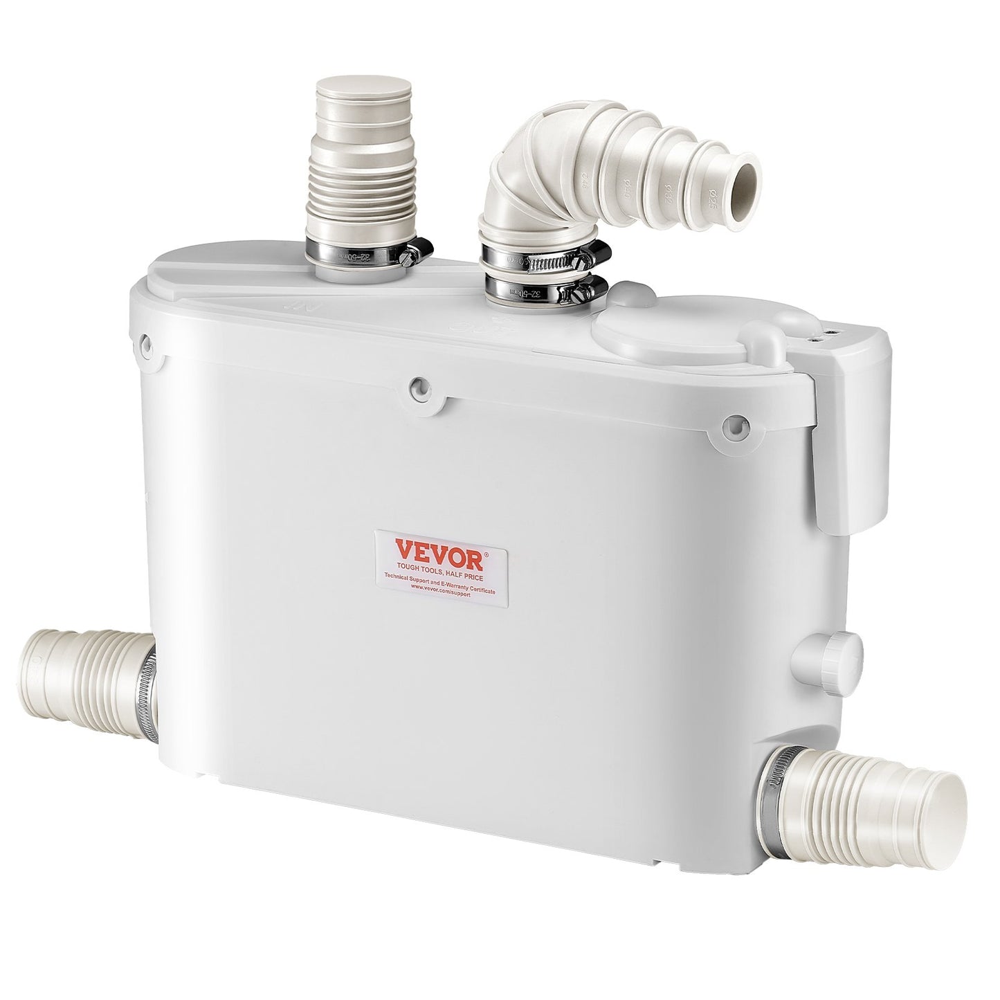 Fäkalienhebeanlage, 500 W, 110 l/min (29 GPM) Fördermenge, 8 m Förderhöhe, Fäkalienhebeanlage mit 4 Wasserzuläufen, Abwasserentsorgungs-Spülmaschine für Küche, Keller, Dusche, Waschbecken, Waschküche und Badewanne