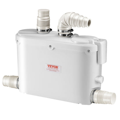 Fäkalienhebeanlage, 500 W, 110 l/min (29 GPM) Fördermenge, 8 m Förderhöhe, Fäkalienhebeanlage mit 4 Wasserzuläufen, Abwasserentsorgungs-Spülmaschine für Küche, Keller, Dusche, Waschbecken, Waschküche und Badewanne