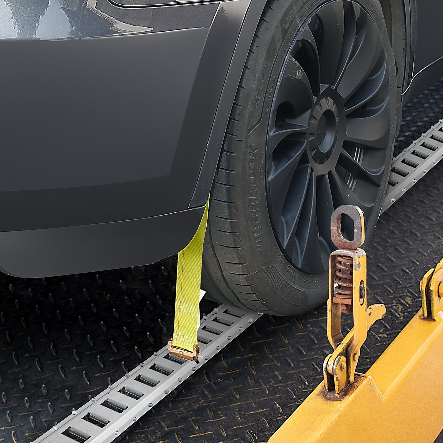 E-Schienen-Zurrschienen-Set, 24-teilig (1,5 m) bestehend aus 8 Stahlschienen, 8 O-Ring-Ankern und 8 Zurrösen mit D-Ring. Vielseitiges Befestigungsmaterial für Lasten, Motorräder und Fahrräder. Tragkraft: 907 kg.