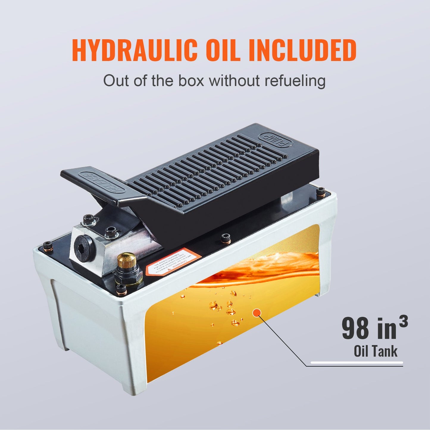 Air Hydraulic Pump, 6895 bar 1.9L Reservoir, NPT 10mm Oil Outlet, NPT 6.4 mm Inlet, 2m Pipe, Foot Actuated Hydraulic Pump Air Treadle for Auto Body Frame Machines and Pulling Post, Gray