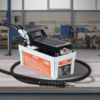 Air Hydraulic Pump, 6895 bar 1.9L Reservoir, NPT 10mm Oil Outlet, NPT 6.4 mm Inlet, 2m Pipe, Foot Actuated Hydraulic Pump Air Treadle for Auto Body Frame Machines and Pulling Post, Gray