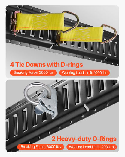 E-Schienen-Zurrschienen-Set, 18-teilig, 152,4 cm E-Schienen-Set, bestehend aus 4 Stahlschienen, 2 Einzelschlitz-Befestigungsschienen, 6 O-Ringen, 4 Zurrösen mit D-Ring und 2 Ratschengurten, Sicherungszubehör für Lasten, Motorräder und Fahrräder