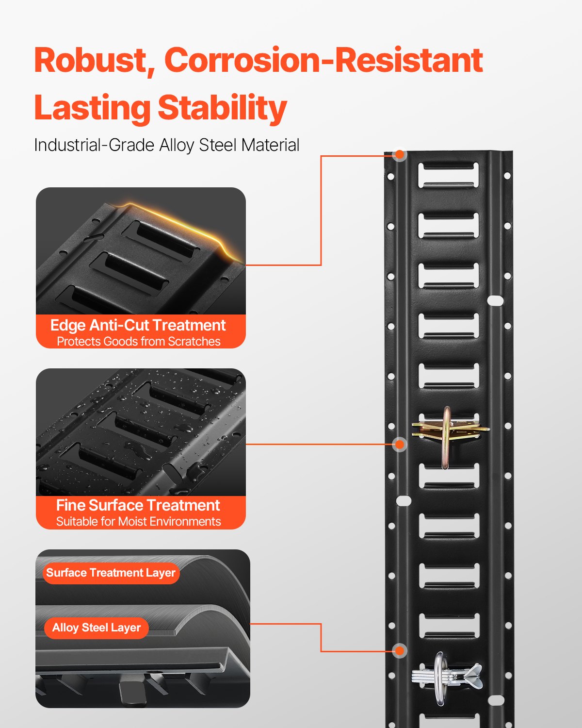 E-Schienen-Zurrschienen-Set, 18-teilig, 152,4 cm E-Schienen-Set, bestehend aus 4 Stahlschienen, 2 Einzelschlitz-Befestigungsschienen, 6 O-Ringen, 4 Zurrösen mit D-Ring und 2 Ratschengurten, Sicherungszubehör für Lasten, Motorräder und Fahrräder