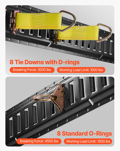E-Track-Zurrschienen-Set, 30-teilig, 152,4 cm E-Tracks-Set, bestehend aus 4 Stahlschienen, 2 Einzelschlitzschienen, 8 O-Ringen, 8 Zurrösen mit D-Ring und 8 Endkappen, Sicherungszubehör für Ladung, Motorräder und Fahrräder