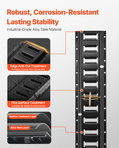 E-Track-Zurrschienen-Set, 30-teilig, 152,4 cm E-Tracks-Set, bestehend aus 4 Stahlschienen, 2 Einzelschlitzschienen, 8 O-Ringen, 8 Zurrösen mit D-Ring und 8 Endkappen, Sicherungszubehör für Ladung, Motorräder und Fahrräder