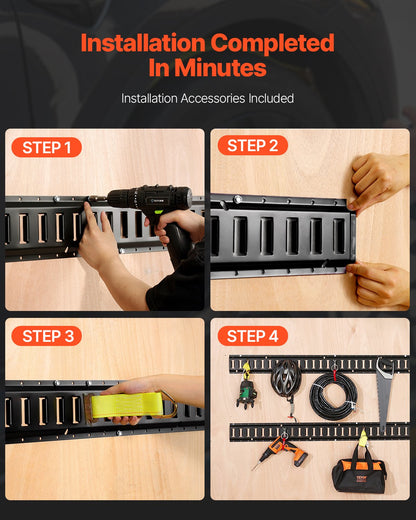 E-Track-Zurrschienen-Set, 30-teilig, 152,4 cm E-Tracks-Set, bestehend aus 4 Stahlschienen, 2 Einzelschlitzschienen, 8 O-Ringen, 8 Zurrösen mit D-Ring und 8 Endkappen, Sicherungszubehör für Ladung, Motorräder und Fahrräder