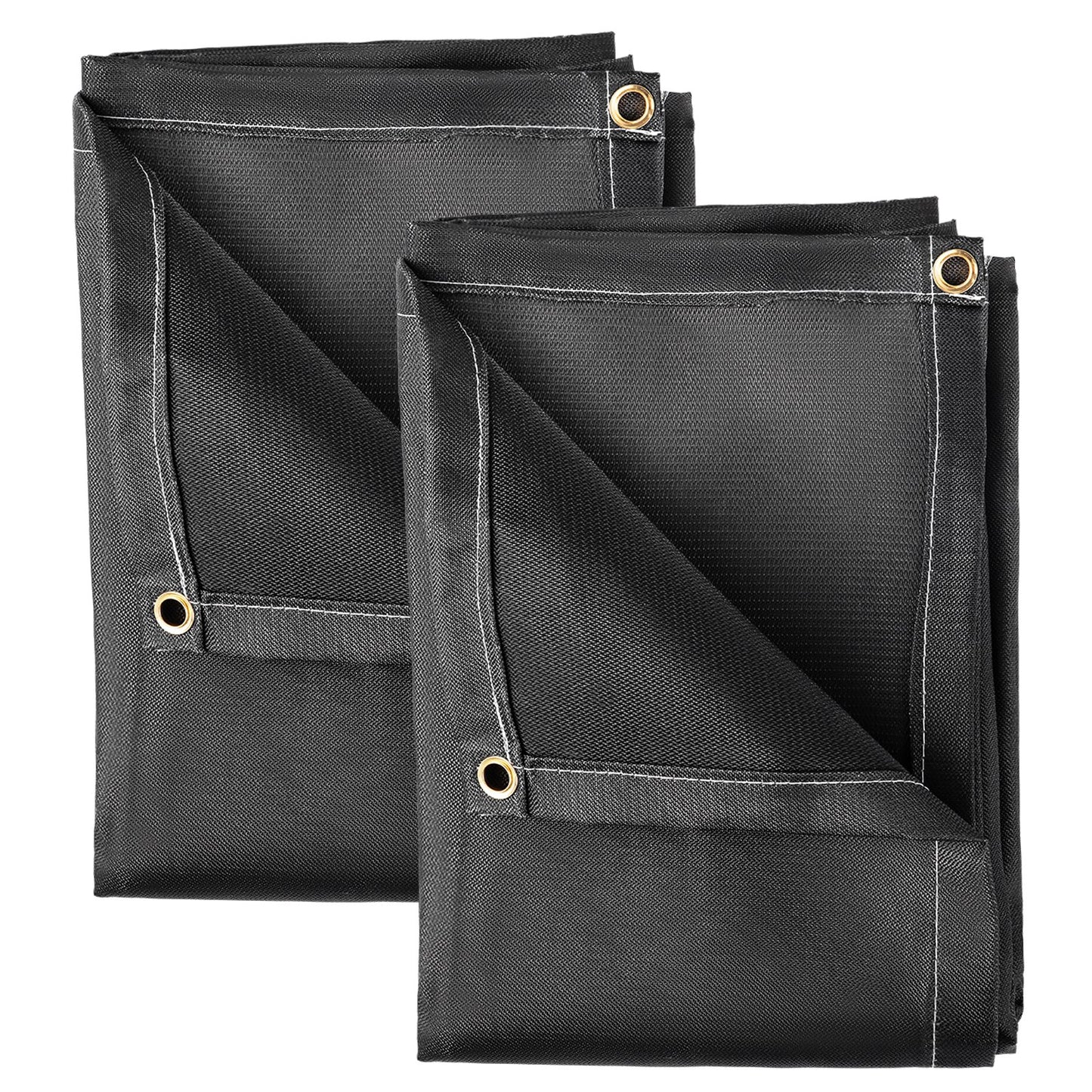 Fire Blankets, 2 Pack Welding Blankets, 2.4 x 3 m Fire Suppression Blanket, 550°C Flame Retardant Blanket, Black Fire Emergency Blankets, Fiberglass Fire Retardant Blanket with 12 Brass Grommets